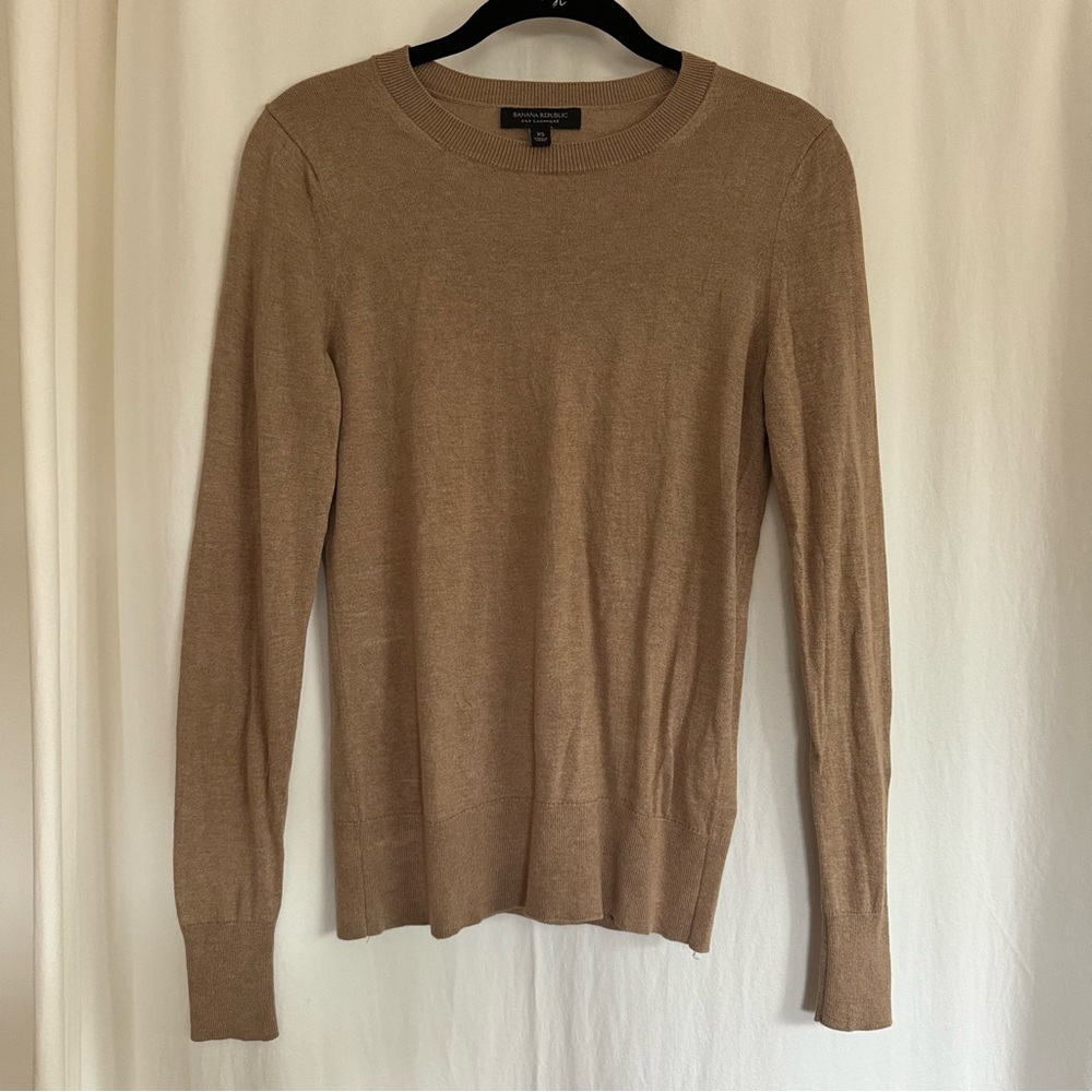 Banana Republic Silk Cashmere Brown/Tan Crew-Neck Sweater XS